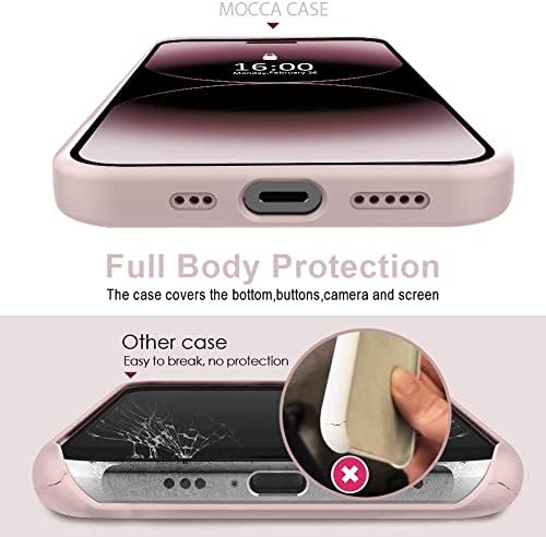 MOCCA תואם למארז ה- iPhone 14 Pro עם Stand Trang | רירית מיקרופייבר סופר רכה | מארז סיליקון נוזלי נגד גוף מלא לאייפון 14 נערות PRO נערות